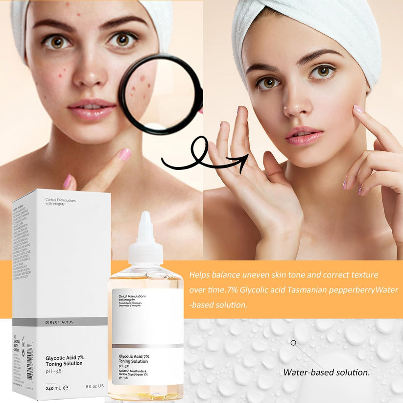 ORDINARY Glycolic 7% Solution for Blemishes, Acne, Wrinkles & Toning Resurfacing 240ml